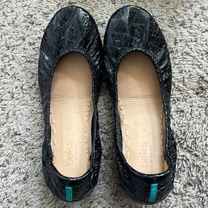 Tieks Obsidian Black Croc Patent Leather Flats
